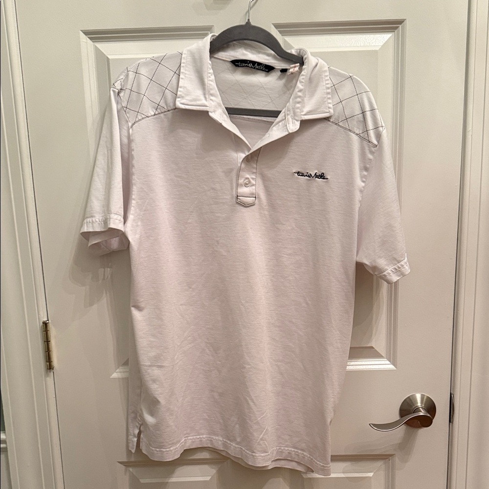 Travis Mathew White Polo Shirt with Subtle Pattern
